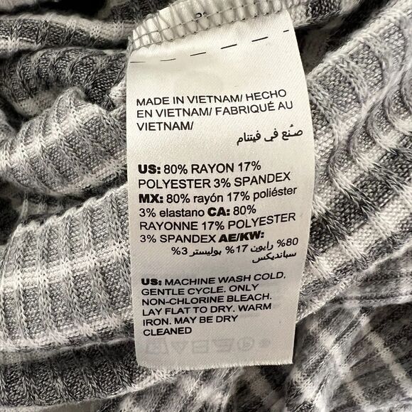 Chico’s Zenergy Cowl Neck Sweater Women’s 3 XL 16/18 Gray White Striped Ribbed - Picture 6 of 15